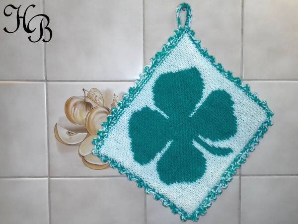 Topflappen Klee – Strickanleitung  in DoubleFace-Optik - Bild 3