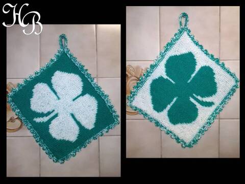 Topflappen Klee – Strickanleitung  in DoubleFace-Optik