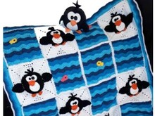 Häkelanleitung * BabyDECKE PinGuiN * Häkel-Krabbel-Decke, Kinder-Pinguin-Decke,