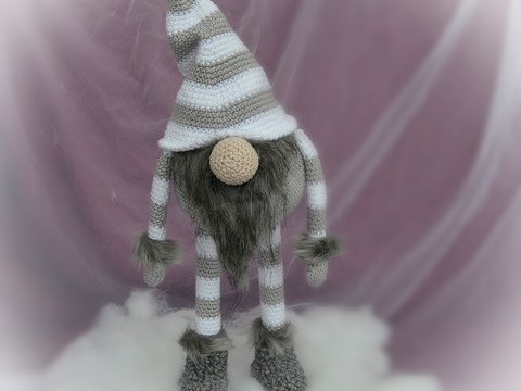 großer stehender Wichtel 40 cm Treppenhocker Kantenhocker Türstopper Nikolaus Weihnachtsdeko Häkelanleitung