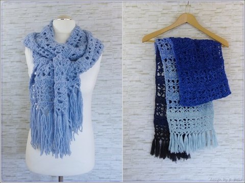 "Evanja" gehäkelter Fransenschal - für Sie & Ihn