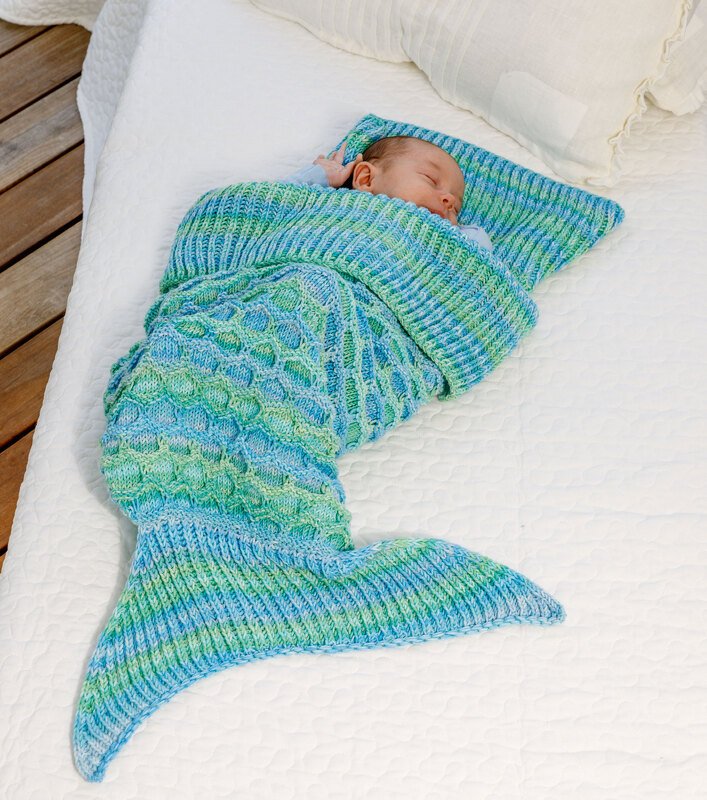 Gestrickte Meerjungfrauen-Decke für's Kind