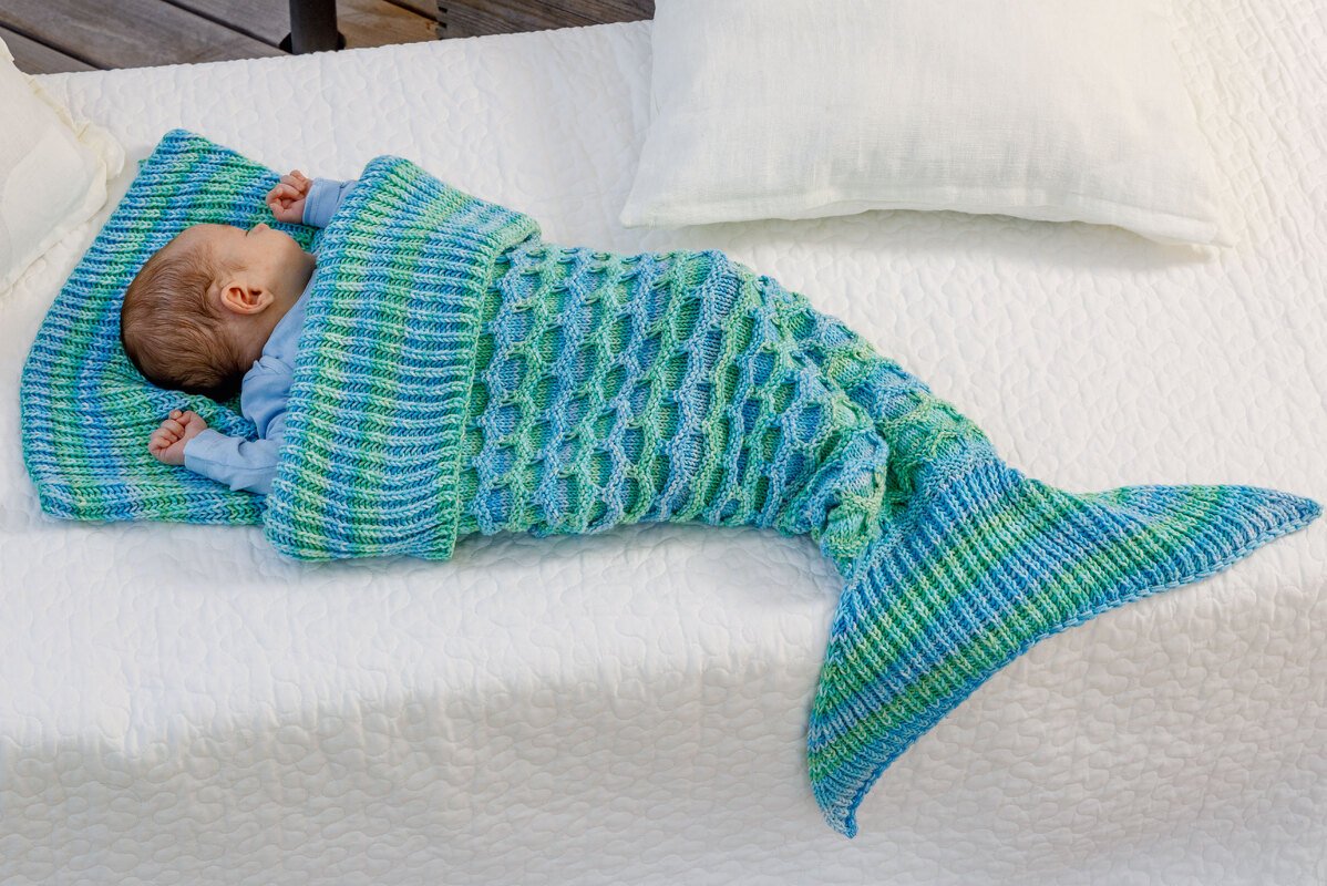 Gestrickte Meerjungfrauen-Decke für's Kind