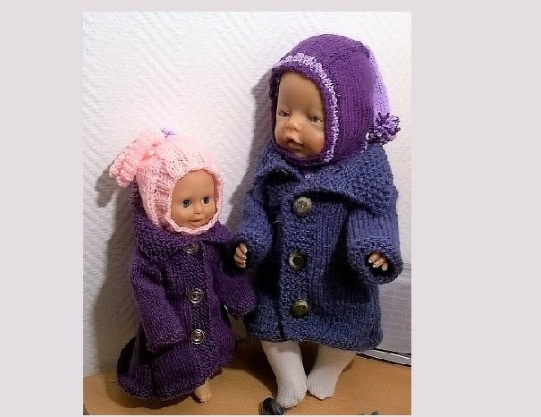 Gestrickter Wintermantel für unsere Babypuppe –  30 und 42 cm groß - Bild 5