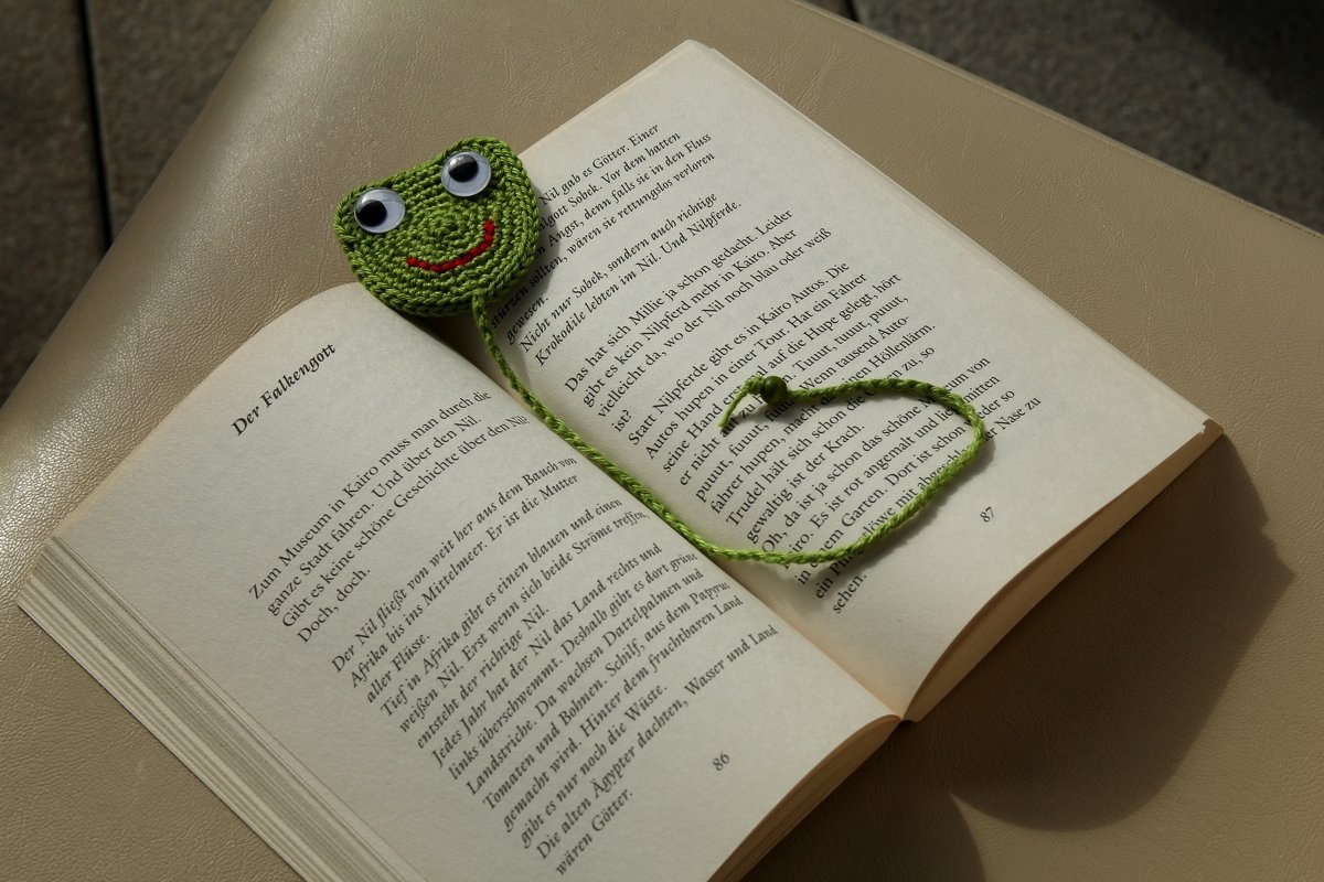 Häkelanleitung für Lesezeichen Frosch