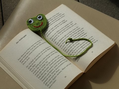 Häkelanleitung für Lesezeichen Frosch