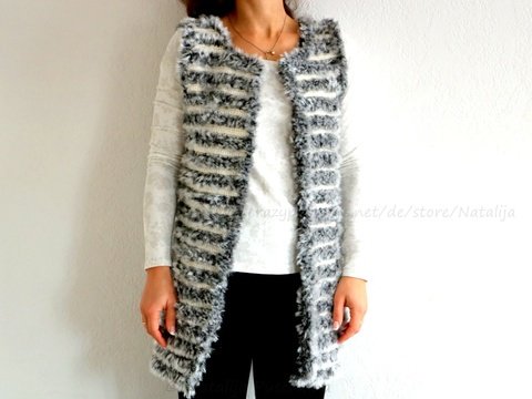 Damenweste mit Pelz Imitation - Häkelanleitung