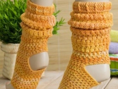 Yoga-Socken Häkeln im Jacuqardmuster mit Minisocke