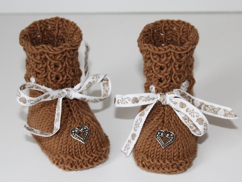 Strickanleitung Baby-Stiefelchen, Booties, Babyschuhe, Sohlenlänge 10 cm