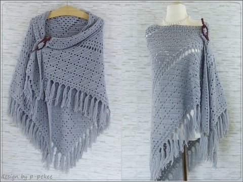 LaMaro Häkelanleitung für ein XXL-Tuch oder Poncho mit Fransen