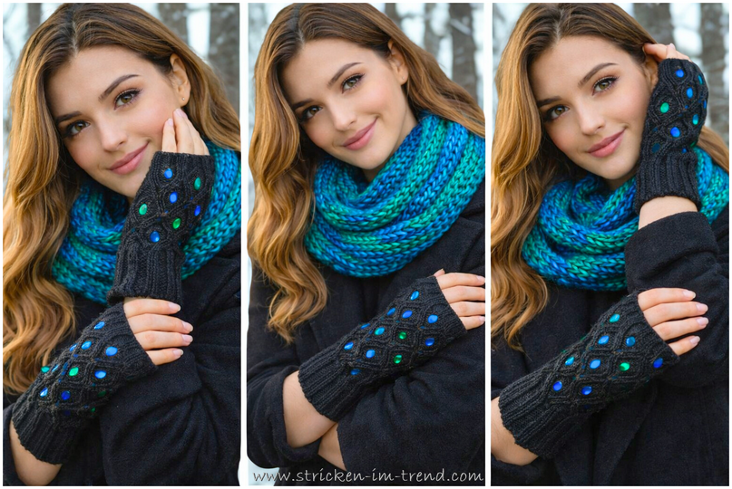 Knitting Pattern for Fingerless Gloves Cable Pattern | Wrist Warmers OPAL