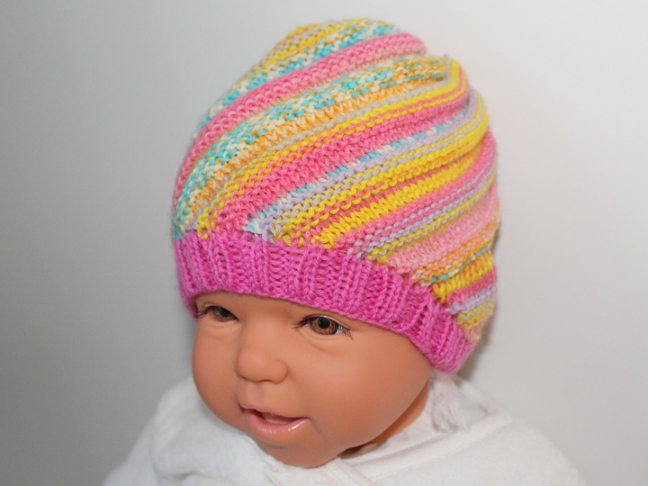 Strickanleitung Baby-Spiralmütze, Wirbelbeanie, 2 Größen, ca. 0-12 Monate