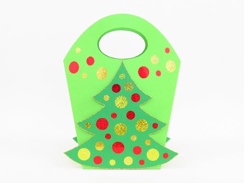 Geschenktasche mit Weihnachtsbäumchen – Bastelvorlagen und Anleitung