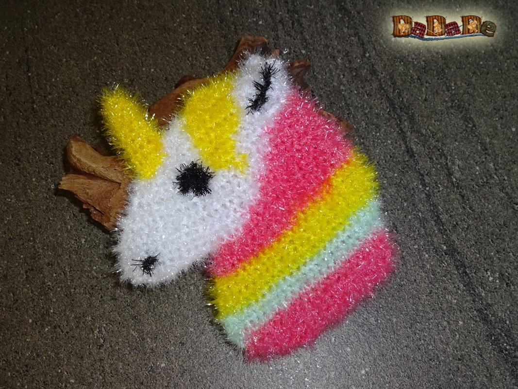 Spülschwamm oder Duschschwamm Einhorn, gehäkelt von Dadade