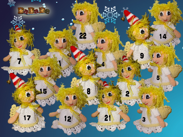 Adventskalender, Struwwelpeter Engel - gehäkelt von Dadade