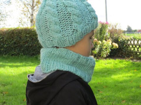 Strickanleitung Kinder Zopfmütze & Stirnband/Loop