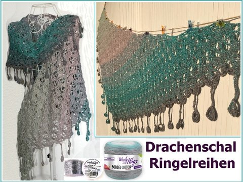 Drachenschal "Ringelreihen" mit 1 Woolly Hugs BOBBEL-COTTON + GLITZER häkeln