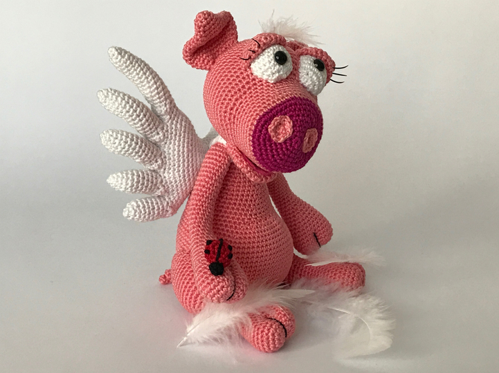 Schweinchen Rosalie das Engelchen und Glücksbringer, Häkelanleitung