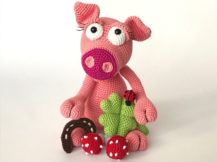 Schweinchen Rosalie das Engelchen und Glücksbringer, Häkelanleitung