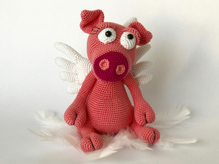 Schweinchen Rosalie das Engelchen und Glücksbringer, Häkelanleitung