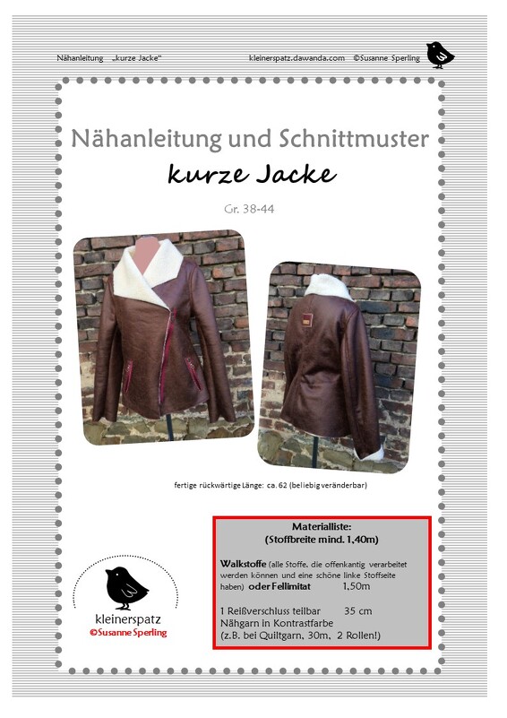 Schnittmuster kurze Jacke, Bikerjacke