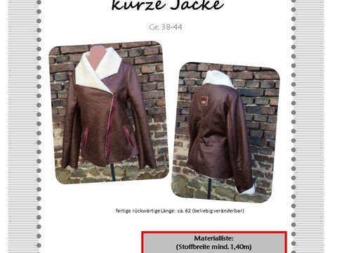 Schnittmuster kurze Jacke, Bikerjacke