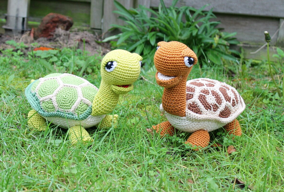 Häkelanleitung Schildkröte braun und grün