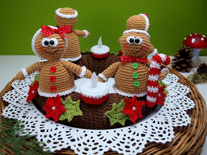 Häkelanleitung Adventskranz mit Lebkuchenmännchen - PDF Datei