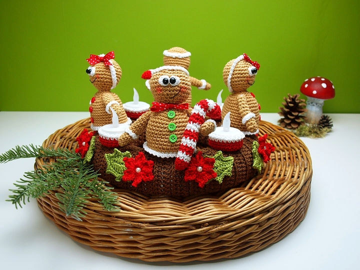 Häkelanleitung Adventskranz mit Lebkuchenmännchen - PDF Datei