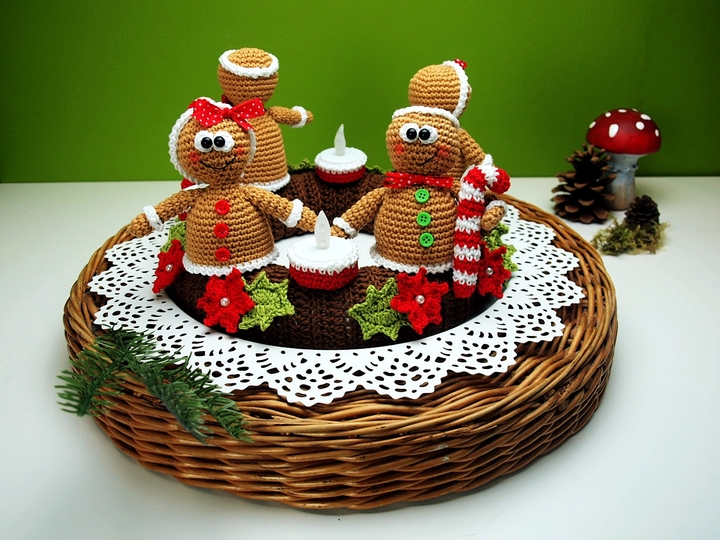 Häkelanleitung Adventskranz mit Lebkuchenmännchen - PDF Datei