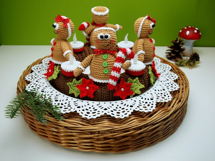 Häkelanleitung Adventskranz mit Lebkuchenmännchen - PDF Datei