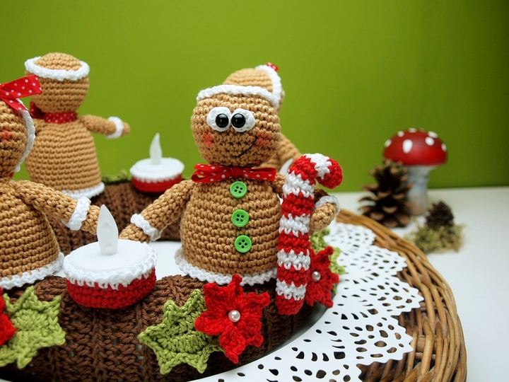 Häkelanleitung Adventskranz mit Lebkuchenmännchen - PDF Datei