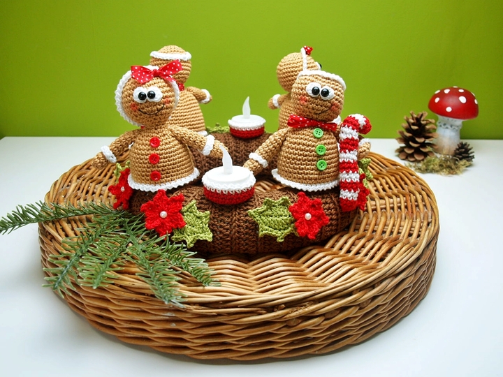 Häkelanleitung Adventskranz mit Lebkuchenmännchen - PDF Datei