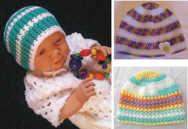 Sparset! Häkelanleitungen für 3 Babymützen