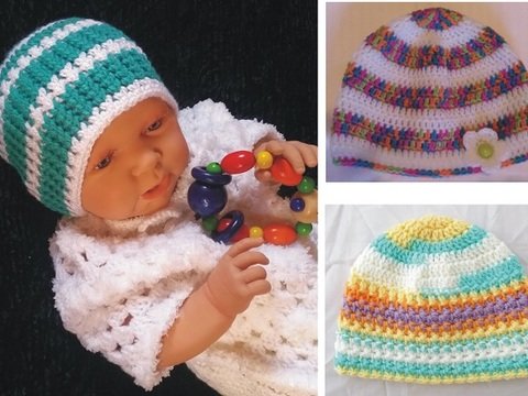 Sparset! Häkelanleitungen für 3 Babymützen