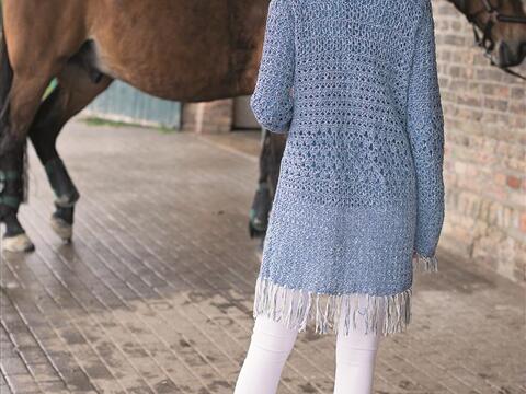 Gehäkelte Jacke im Countrystyle in Denim-Farbe