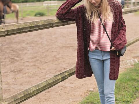 Gehäkelter Cardigan mit Seidentouch aus Seide-Mohairmelange