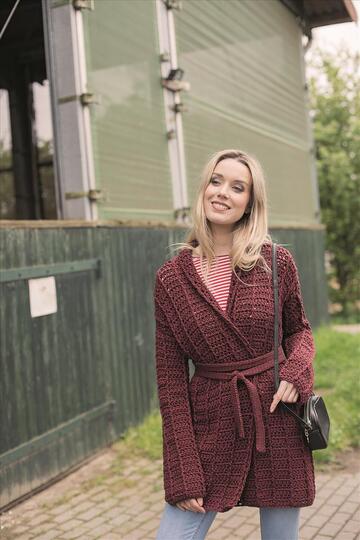 Gehäkelter Cardigan mit Seidentouch aus Seide-Mohairmelange