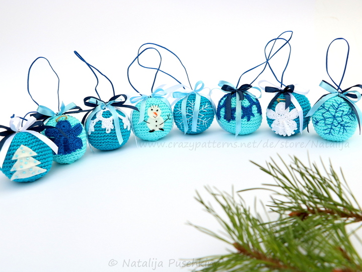 Häkeln für Weihnachten - Kugeln mit 5 verschiedenen Designs