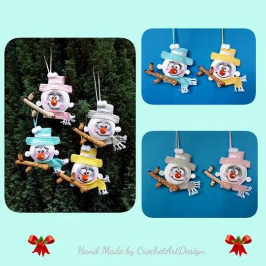 2er Set Anleitung Amigurumi Rentier und Schneemann Baumschmuck