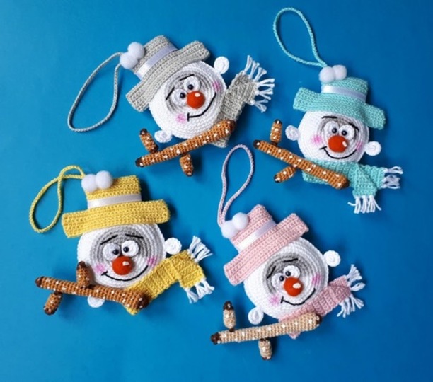 2er Set Anleitung Amigurumi Rentier und Schneemann Baumschmuck