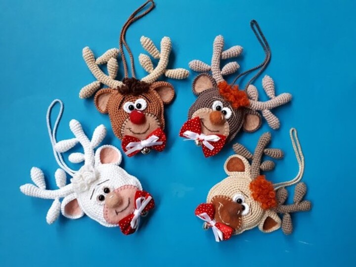 2er Set Anleitung Amigurumi Rentier und Schneemann Baumschmuck