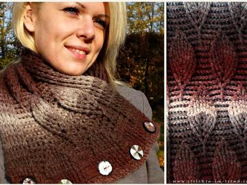Crochet Pattern for Cowl with Leaf Stitch | Neckwarmer #2