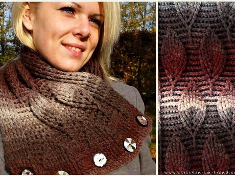 Crochet Pattern for Cowl with Leaf Stitch | Neckwarmer #2