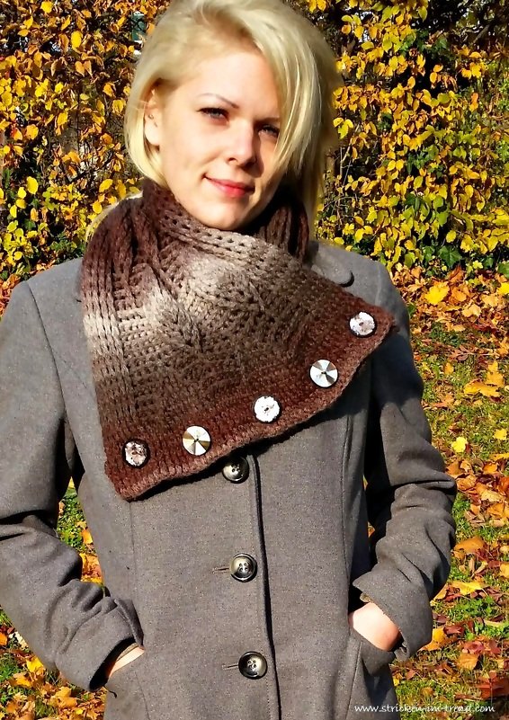 Häkelanleitung für Schalkragen im Blattmuster - Halswärmer | Neckwarmer #2 - Bild 7