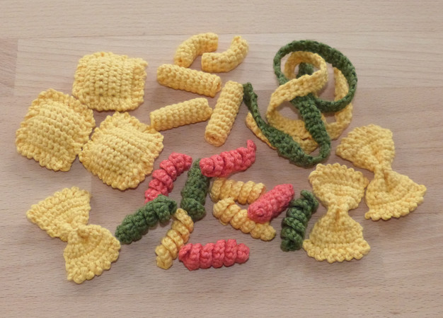 Crochet pattern for 6 sorts of pasta