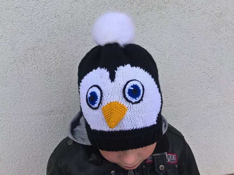 Strickanleitung Pinguin Mütze Kopfumfang 50 - 52 cm