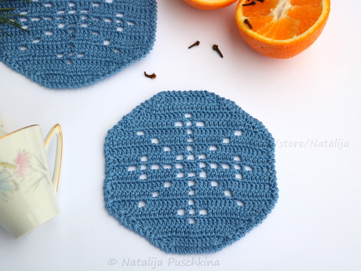 Häkeln für Weihnachten - Tassenuntersetzer 'Schneeflocke'