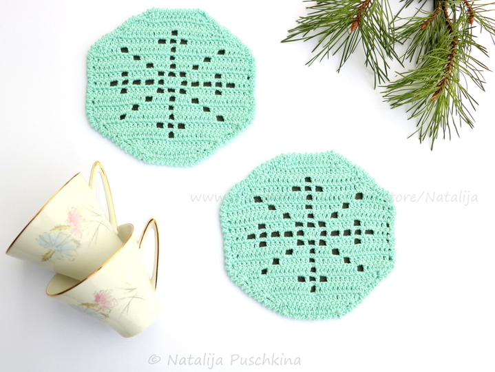 Häkeln für Weihnachten - Tassenuntersetzer 'Schneeflocke'