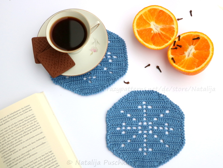 Häkeln für Weihnachten - Tassenuntersetzer 'Schneeflocke'